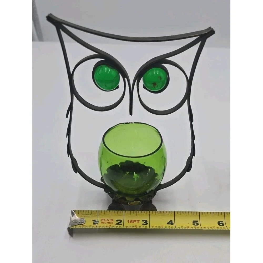 3 Metal Owl Tealight Votive Candle Holder w/Glass Candle Holder Farmhouse
